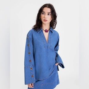 Tanya Taylor Lally Denim Top